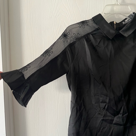 Blue Sky Butterfly - Black Sheer Flower Sleeve Blouse - Picture 7 of 8